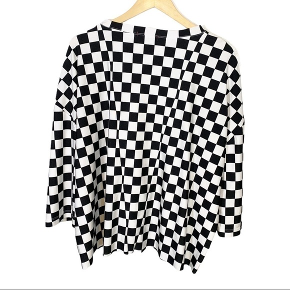 RyeDecker Checkered Oversize Long Sleeve Top Sz 3 - Picture 2 of 4